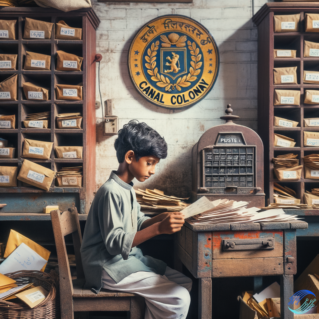 A young boy named shubham is sitting in his post office name canal colony